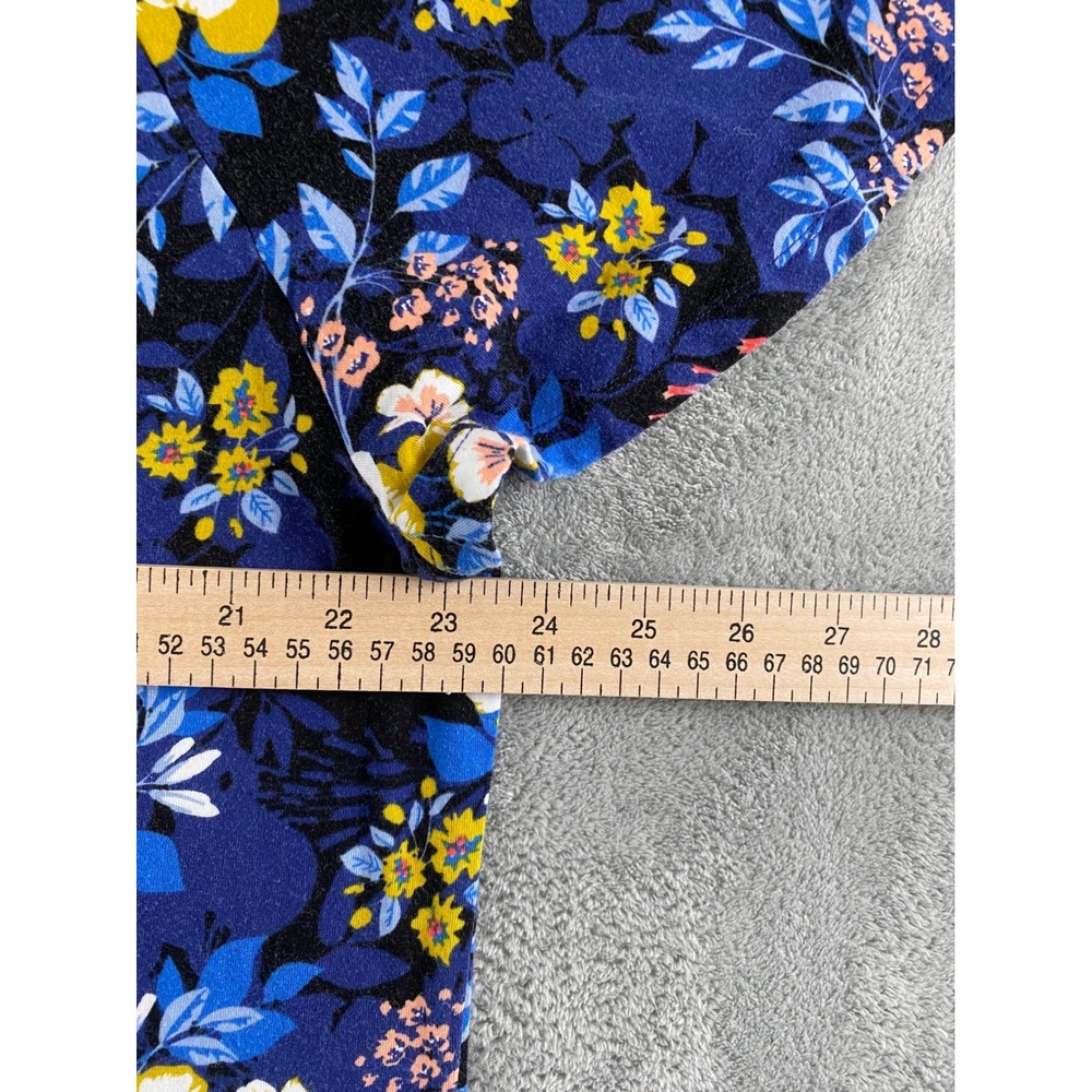Denim & Co Womens XL Blue Floral Short Sleeve Crew Neck Knit Top Casual Relaxed - Picture 5 of 9